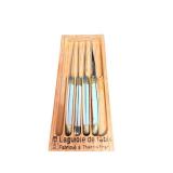 Laguiole by Jean Dubost 4-Piece Table Knife Set in Wood Case - France
