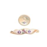 Two-Piece Porcelain Floral Decor Set - Curved Dish & Lidded Jar with Hand-Painted Flowers