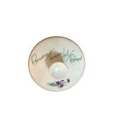 Two-Piece Porcelain Floral Decor Set - Curved Dish & Lidded Jar with Hand-Painted Flowers