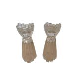 Crystal Cut Glass Candle Sticks - 6.5-Inch Tall