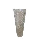 12-Inch Cut Glass Vase with Diamond-Cut Pattern