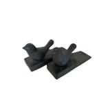 Pair of Metal Bird Door Stops on Bases