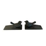 Pair of Metal Bird Door Stops on Bases
