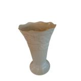 Lenox Floral Relief Vase - Marked Lenox, 16 Inch Tall, 9.5 Inch Diameter, Gold Rim