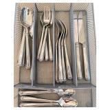 Argent Stainless Steel 18-Piece Flatware Set - Service for 6 in Mesh Organizer Tray