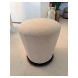 Round Upholstered Footstool with Faux Fur Base - 17 in Diameter x 16 in High