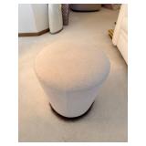 Round Upholstered Footstool with Faux Fur Base - 17 in Diameter x 16 in High
