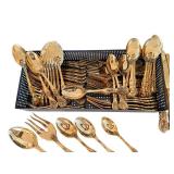 G. B. Rogers 62-Piece Gold-Tone Flatware Set with Storage Rack
