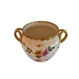 Floral Porcelain Vase with Gilt Handles - Hand-Painted 11 x 15 cm