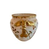 Floral Porcelain Vase with Gilt Handles - Hand-Painted 11 x 15 cm