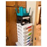 Assorted Plastic Storage Drawer Tower With Seat On Top