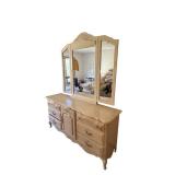 Ornate Vanity Dresser with Triple Mirror - 66 x 19, Mirror 50 x 54