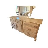 Ornate Vanity Dresser with Triple Mirror - 66 x 19, Mirror 50 x 54