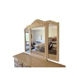 Ornate Vanity Dresser with Triple Mirror - 66 x 19, Mirror 50 x 54