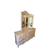 Ornate Vanity Dresser with Triple Mirror - 66 x 19, Mirror 50 x 54