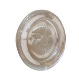 8-Inch Pressed Glass Dish with Raised Floral Center Medallion