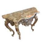 Marble Top Console Table With Ornate Carved Base - 36 x 31 x 15