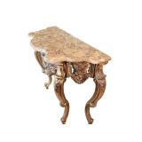 Marble Top Console Table With Ornate Carved Base - 36 x 31 x 15