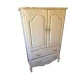 French Provincial Ornate Armoire Wardrobe with Two Doors and Three Drawers (57 x 30 x 18)