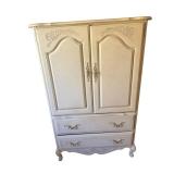 French Provincial Ornate Armoire Wardrobe with Two Doors and Three Drawers (57 x 30 x 18)