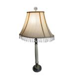 Crystal Beaded Table Lamp - 30-Inch Tall with Crystal Finial & Fringe Shade