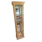 Wood Display Cabinet with Glass Doors and Etched Panels - 70x16x11 Inches