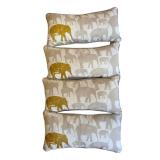 Set of 4 Elephant Pattern Throw Pillows - Light Stains