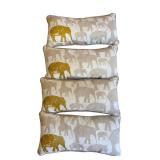 Set of 4 Elephant Pattern Throw Pillows - Light Stains