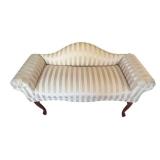 Striped Upholstered Bench - 45 x 24 x 17 in - with Stains