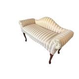 Striped Upholstered Bench - 45 x 24 x 17 in - with Stains