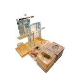 Vintage Glass Vanity Set with Chrome Accents, Perfume Bottles & Jewelry Box