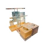 Vintage Glass Vanity Set with Chrome Accents, Perfume Bottles & Jewelry Box