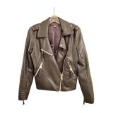 Philomena Petti New York Leather Biker Jacket - Zipper Pockets & Satin Lining