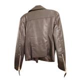 Philomena Petti New York Leather Biker Jacket - Zipper Pockets & Satin Lining