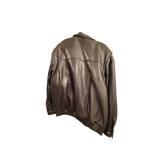 Nicole Miller Leather Bomber Jacket with Graphic Lining Patch