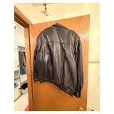 Nicole Miller Leather Bomber Jacket with Graphic Lining Patch