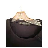Louis Feraud Black Dress with Hot Pink Waist Belt - Gold Button Details - Size US 4