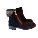 Cole Haan Waterproof Suede Knee-High Boots - Fur Trim & Gold Zipper