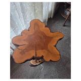 Wooden tree trunk plant stand W/ baby deer figure