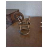 3 Vintage mini wooden figures- spinning wheel, biplane, buggy