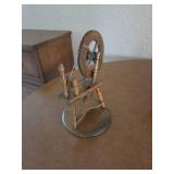 3 Vintage mini wooden figures- spinning wheel, biplane, buggy
