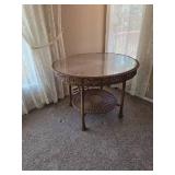 Vintage Round Wicker Table with Glass top