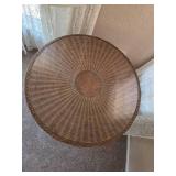 Vintage Round Wicker Table with Glass top