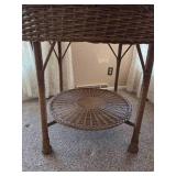 Vintage Round Wicker Table with Glass top