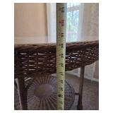 Vintage Round Wicker Table with Glass top