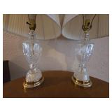 Vintage Hollywood Regency style Crystal & Bronze table lamps - Set of 2