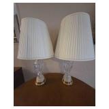 Vintage Hollywood Regency style Crystal & Bronze table lamps - Set of 2