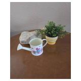 Home Decor- Howlite natural white stone, water can, and plant