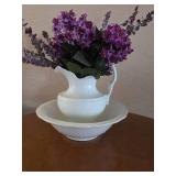 VINTAGE Pitcher and Washbowl Set with floral decor