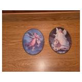VINTAGE 2 Oval shaped prints with metal chains